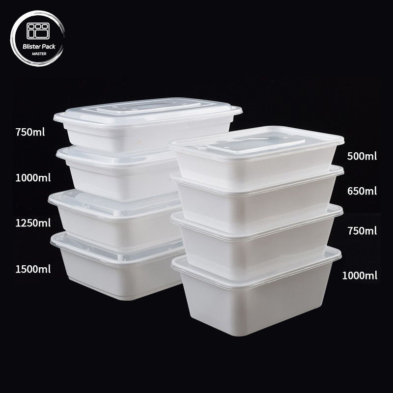 マイクロウェーブ用PP使い捨てプラスチックベントボックス 蓋付き クリア 多サイズ 500mlから1500ml