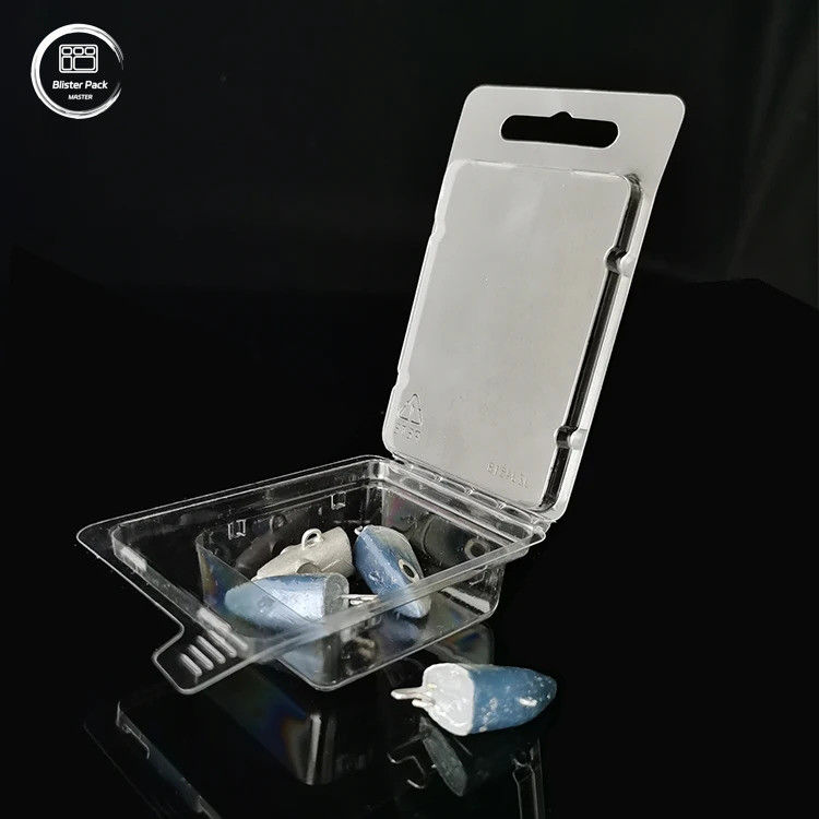 透明なクラムシェル カスタム ブリスターパッケージング 魚の誘導用 透明なプラスチックディスプレイボックス