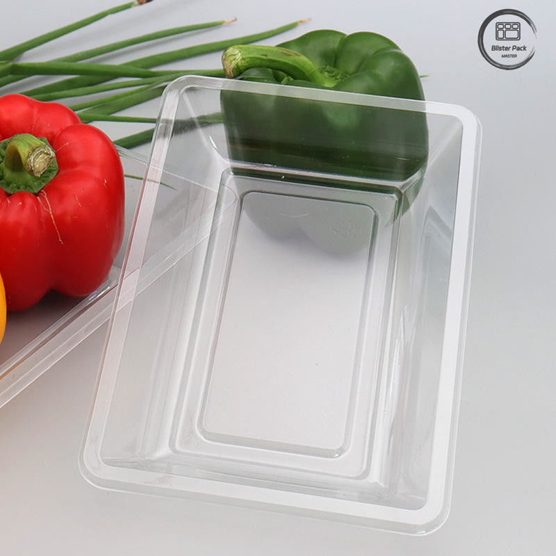 透明な使い捨て果物と野菜のトレイ 新鮮食品のための平底プラスチックパッケージ