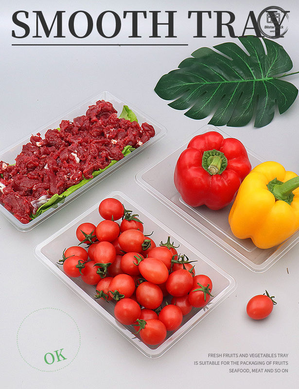 透明な使い捨て果物と野菜のトレイ 新鮮食品のための平底プラスチックパッケージ