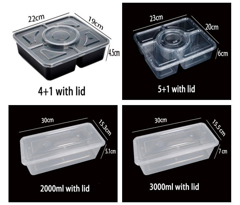 透明なプラスチックメールプレップ 6 コンパートメント ホテルとイベントのための使い捨てのベントボックス