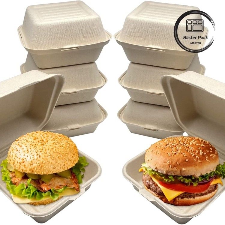 9インチ 砂糖甘え バガセ クラムシェル ランチボックス バーガーやパン屋用の使い捨て・生物分解性食品容器