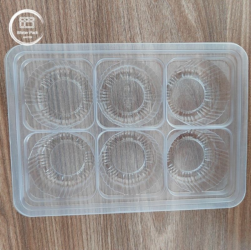 片置用 ブリスター 透明な PP プラスチック トレイ,チョコレート,キャンディー,ムーンケーキ,マフィン,パンフレットのための 6 孔のパッケージ