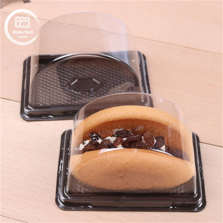 オーダーメイド 半円形透明プラスチックケーキトレイ 蓋付き ビスケット 封印付きラベル付き